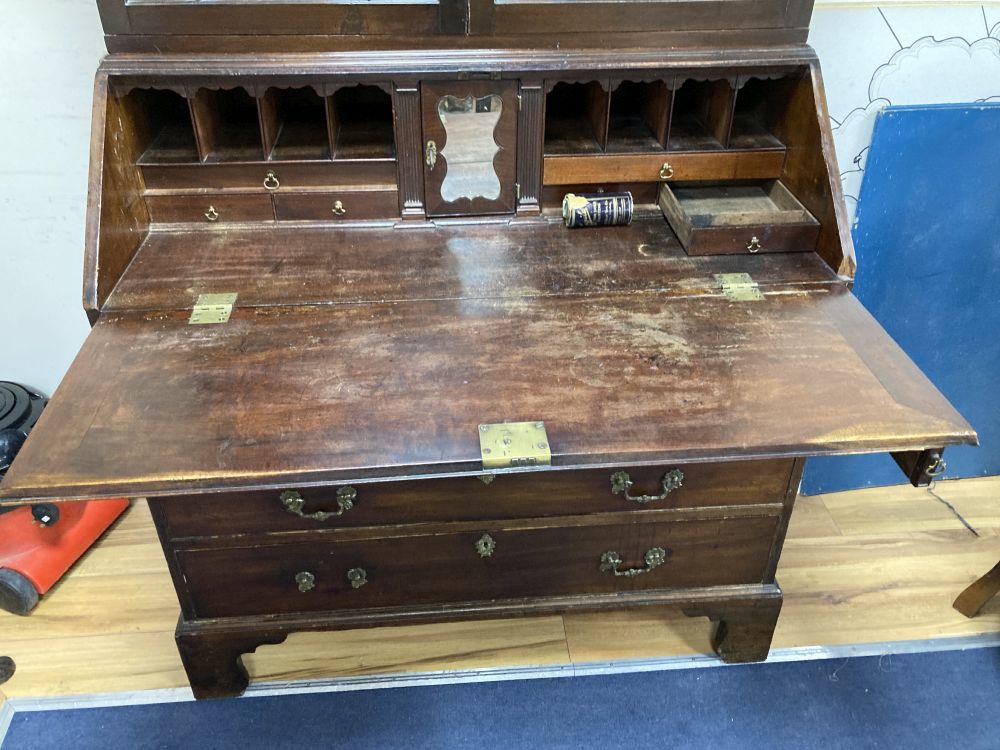 A George III mahogany bureau bookcase, width 107cm depth 59cm height 206cm